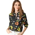 thumbnail image 3 of INSPIRE CHIC Blusa Floral De Manga Larga Con Lunares Y Escote Con Volantes Para Mujer Negro S, 3 of 6