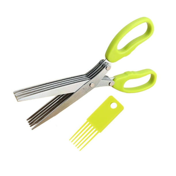 Ounissouiy Tijeras multifuncionales Muti capas a prueba de óxido DIY herramientas de corte de cebollín suministros para el hogar corte seguridad especias Cocina y Comedor cinco capas Ounissouiy HA080305-02