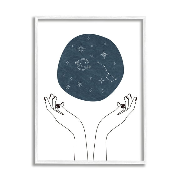Stupell Industries Hands Holding Galaxy Constellations Minimal Blue, 16 x 20, Designed by JJ Design House LLC