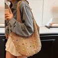 thumbnail image 2 of MDUKONU Boho Crochet Beach Tote Shoulder Bag with Colored Beads | Colorful Hippie Knit Bag for Women Khaki, 2 of 4