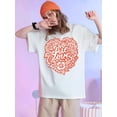 thumbnail image 1 of Women'S Summer Casual T-Shirt Fashion Valentine'S Day Romantic Love Cartoon Cute Doodle Heart Flowers Print Short Sleeve Round-Neck Slm Fit Tops Streetwear, 1 of 7