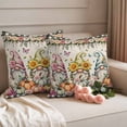 thumbnail image 2 of Gnomes Pumpkins Fall Outdoor Waterproof Pillow Covers, Orange Pink Thanksgiving Floral Rustic Decorative Square Throw Pillowcase Sofa Cushion Sham for Patio/Couch/Chair, 24"x24" 2 Pack, 2 of 8