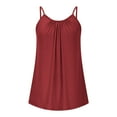 thumbnail image 5 of Aboser Plus Size Camisole Tops for Women Summer Spaghetti Strap Cami Tank Top Elegant Pleated Front Shirts Loose Fit Hide Belly Blouses Solid Color Camisoles Wine XXXXL, 5 of 8