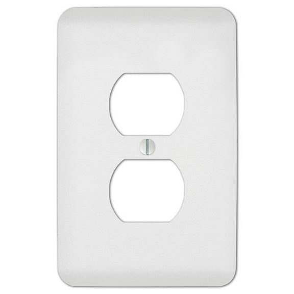 Perry Textured 1 Gang Stamped Steel Duplex Outlet Wall Plate, White - Pack of 4