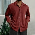 thumbnail image 2 of Mens Dressy Casual Shirts Textured Solid Color Long Sleeve Button Up Tops Lapel Collar Blouses Loose Fit (M, Wine), 2 of 3