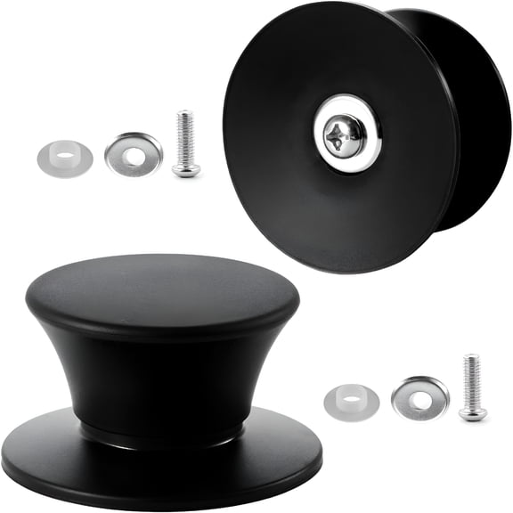 BPPEG 2 Pcs Universal Silicone Pot Lid Replacement Knob,Heat Resistant and Anti Static,Easy Installation Great for Slow Cookers,Skillets and All Kitchen Cookware Lids (Black)
