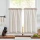 thumbnail image 1 of Cortinas de cocina de lino Jinchan a rayas, 90 cm, color topo, 2 paneles, 1 of 9