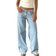 thumbnail image 5 of HKYNLAG Low Rise Jeans for Women 2025 Baggy Straight Wide Leg Pants Loose Fit Y2k Boyfriend Trendy Stretch Long Denim Pants Cyan XL, 5 of 6