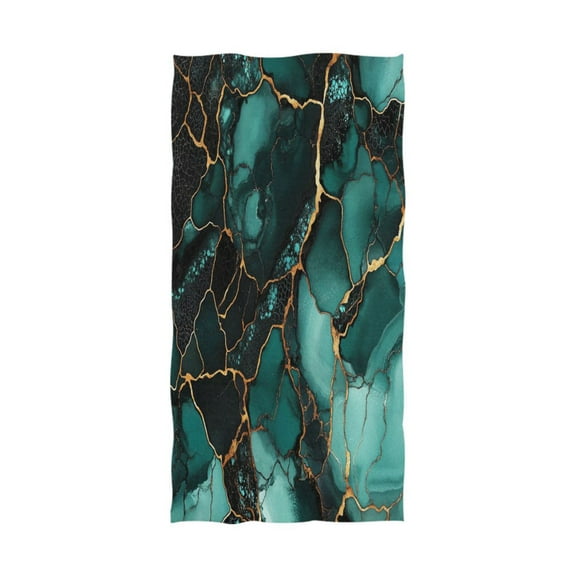 Qxltty Dark Green Gild Marbles Extra Large Bath Towel 32"x64" Super Soft Highly Absorbent Quick Dry Shower Towel for Hotel Bathroom Guest Spa Gym