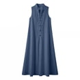 thumbnail image 7 of Uscallm Women's Collared Sleeveless Button Down Maxi Dresses Flowy Casual Long Boho Beach Vacation Sundresses, Navy 2XL, 7 of 7