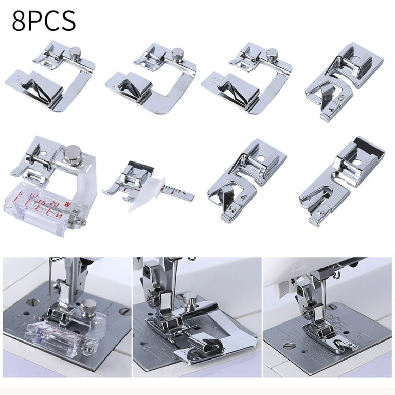 8x Household Sewing Machine Presser Sewing Rolled Hemmer Foot