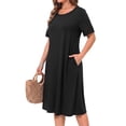 thumbnail image 3 of WellSize Plus Size Dresses for Women Summer Crew Neck Short Sleeve Sundresses Casual Beach Midi Dresses with pockets, 3 of 7