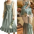 thumbnail image 2 of Yokua Ruffle Baking Apron Pinafore Dress Adjustable Maid Costume Apron with Pockets, 2 of 20