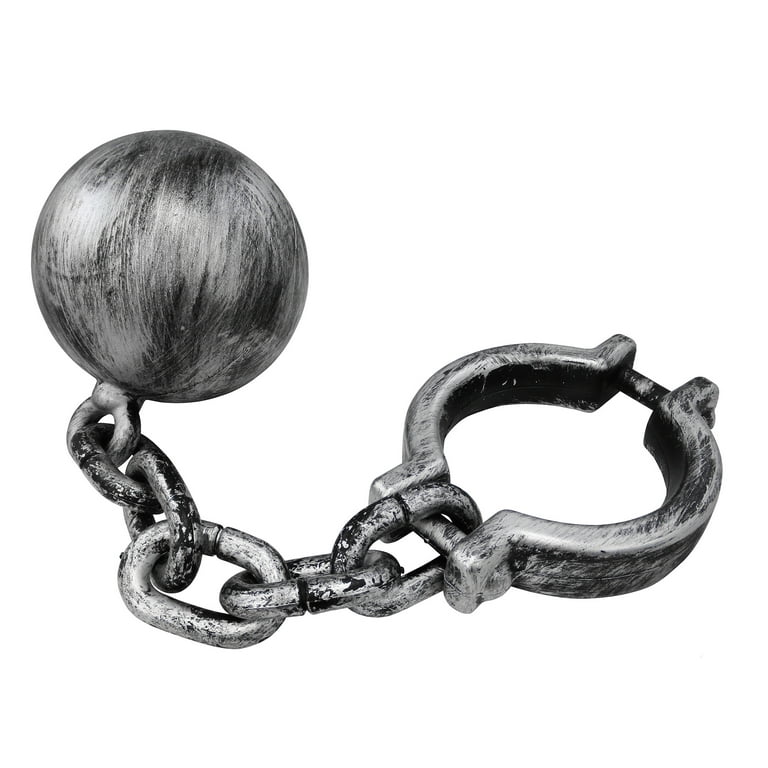 Nicky Bigs Novelties Adult Ball and Chain Leg Shackle Convict Prisoner Inmate Costume Accessory Prop, Adult Unisex, Size: 19.5, Silver
