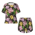 thumbnail image 5 of Wukai Colorful Roses Women's Pajama Set,Short-Sleeve Top and Shorts with Elastic Waistband and Pockets for Loungewear, Yoga, and Casual Wear-Medium, 5 of 8