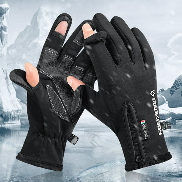 Labymos Winter Fishing Gloves with Finger Holes Waterproof Windproof Winter  Fleece Gloves for Fishing Hiking Camping