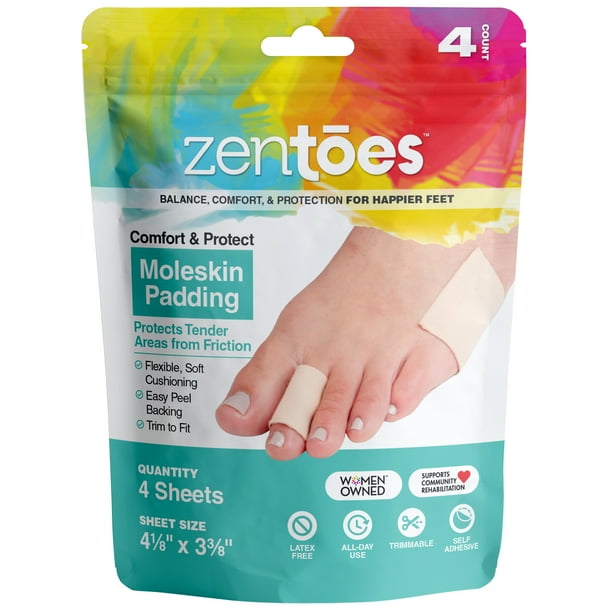 ZenToes Moleskin Blister Prevention Sheets to Protect Feet, Toes and