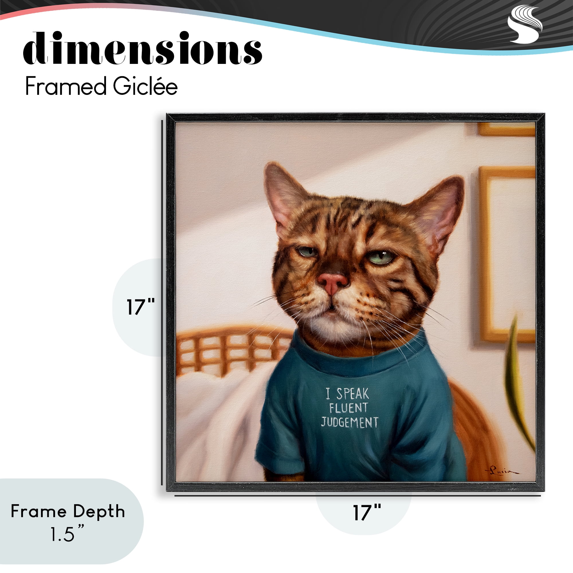 Stupell Industries Cattitude Speak Fluent Judgement Black Framed Giclee Art, design by Lucia Heffernan