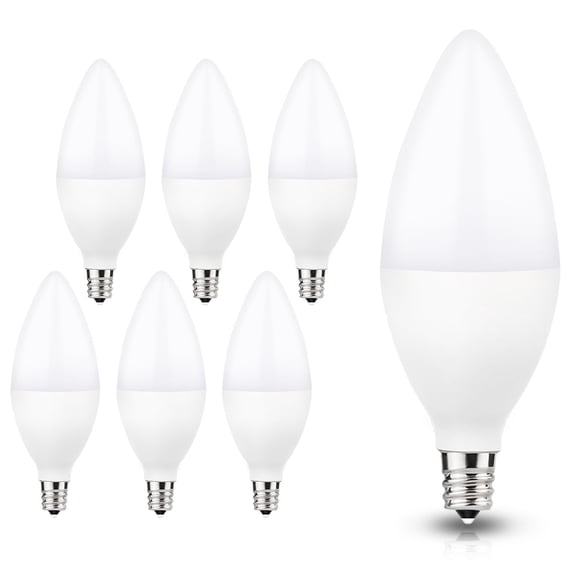TGMOLD 6W LED E12 Candelabra Light Bulbs, 6 Watts (60W Equivalent), Daylight White 5000K, Chandelier Bulbs for Table Lamp, Chandelier, Ceiling Fan, Kitchen, 6 Pack