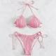 thumbnail image 3 of Conjunto de Bikini con cordones para mujer, traje de baño Sexy con cordón, ropa de playa de leopardo, 2 piezas, 3 of 5