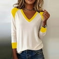 thumbnail image 2 of FAIWAD Womens Long Sleeve Tops Casual V Neck Color Block Tunic Tops Classic Going Out Blouses, 2 of 7