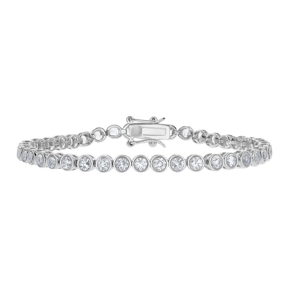 iJewelry2 Sterling Silver 4mm Bezel-Set Round 5.25 cttw White Topaz Colored CZ Tennis Bracelet