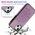 thumbnail image 6 of Dteck Embossed Flower Pattern Wallet Case for iPhone 15 Plus,Magnetic Leather Card Slots Women Girl Case Shockproof Kickstand Flip Cover for iPhone 15 Plus,Purple, 6 of 7