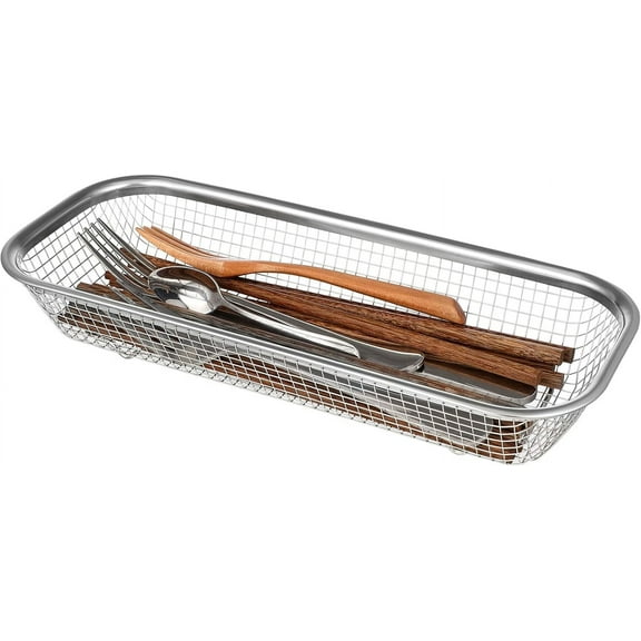 Cabilock Stainless Steel Utensil Drying Rack: Utensils Drawer Organizer - Dishwasher Silverware Drainer Basket, Chopsticks Spoons Forks Knifes Cutlery Storage for Kitchen Counter
