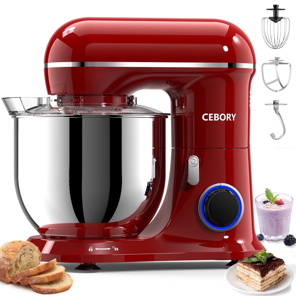 CEBORY 3-IN-1 Stand Mixer, 6.5 QT Tilt-Head 10-Speed Food Mixer, Kitchen Electric Mixer with Dough Hook, Beater, Whisk, Bowl for Most Home Cooks