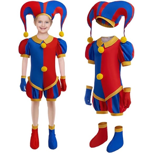 Pomni Costumes Set Kids Circus Cosplay Costume Hallowen Birthday Party