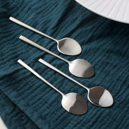 

Q1JB Tea Spoon 304 Stainless Steel Cutlery Set Unique Dessert Cake Ice Cream Spoon Small Coffee Spoon 2 Styles to Choose