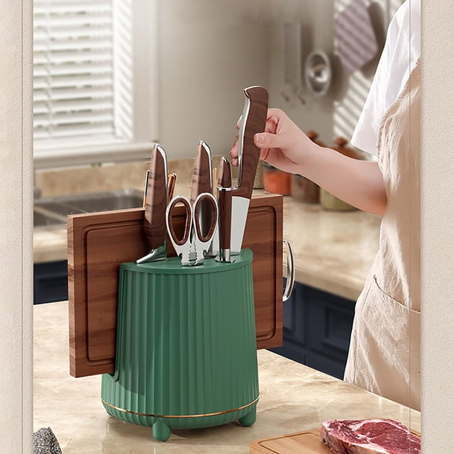 Xihbxyly Organizador de Cocina Giratorio, Estante Giratorio de 360°, Almacenamiento para Cuchillos y Tablas de Cortar, Herramienta Multifunción, Diseño de Gran Capacidad, Fácil Limpieza, Organización