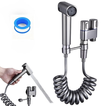 1-In-2-Out Dual Control Valve Bidet Sprayer, Handheld Adjustable Water Pressure Sprayer Head, Double Faucet Splitter Washer Kit