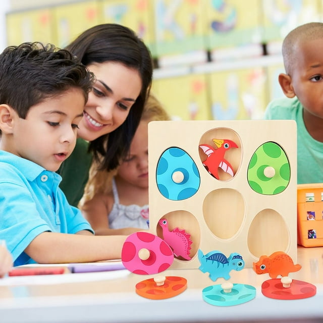 Wooden Dinosaur Egg Multi Layer Puzzle Children‘s Early Education Puzzle