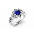 thumbnail image 5 of HeartsAndYou 2.5ct Natural Sapphire & Diamond Flower Leaves Engage Ring 14k SOLID White Gold, 5 of 9