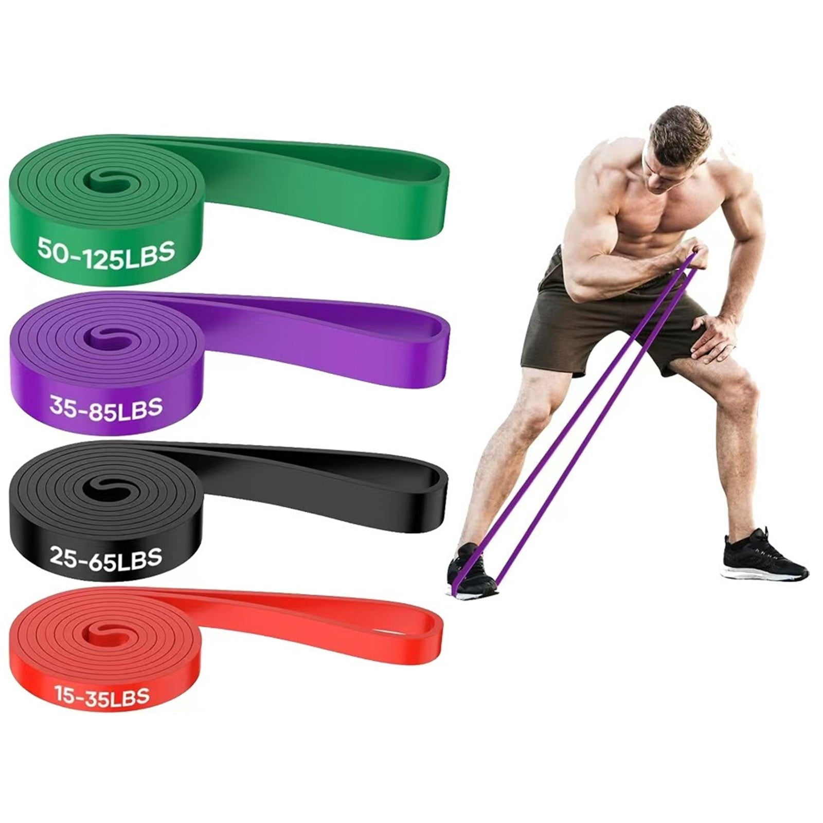 Pull Up Assistance Bands Set, 4 Levels of Resistance Bands for Men & Women - Durable Exercise Workout Bands for Body Stretching, Strength Training, Physical Therapy, Home Gym Equipment