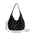 thumbnail image 2 of Hfppkn Polka Dot PU Leather Shoulder Bag Large Capacity Casual Tote Handbag for Commuting 49x10x28cm Black, 2 of 7