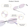 thumbnail image 2 of LifeArt Pure Titanium Frame Glasses/Blue Light Blocking Reading Glasses, Reduce Eyestrain, Stylish for Women(Purple,+3.50 Magnification), 2 of 5