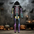 thumbnail image 4 of HNMKIU Halloween Family Matching Skeleton Print Hooded Zip-Up -Piece Pajama Jumpsuit For Mom And Child Cozy Cosplay Outfit Set, 4 of 6