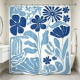 thumbnail image 4 of Abstract Blue Pattern Shower Curtain Art Fashion Modern Bathroom Decorative Belt Hook., 4 of 5