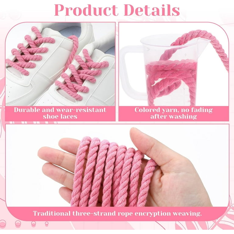 1 Pair Thick Rope Shoe Laces, 8mm Round Nylon DIY Chunky Jumbo Shoe Laces for Men Women Gift for Shoes Lovers Sportsman Friends