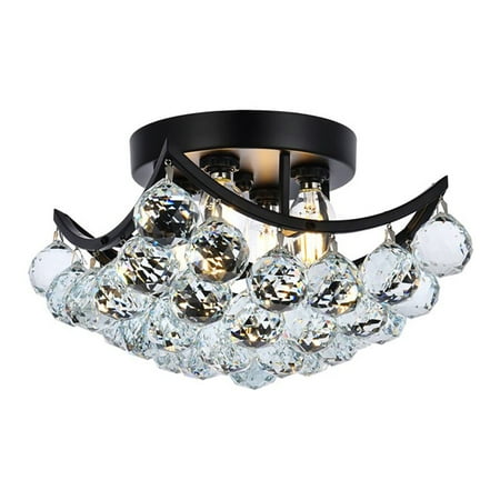 

Maklaine 10 Modern Iron and Crystal Flush Mount in Black Finish