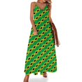 thumbnail image 1 of Vestido largo con tirantes de bandera de Jamaica, verde y amarillo, moda urbana, estilo bohemio, para playa, verano, escote en V, talla grande, 1 of 7