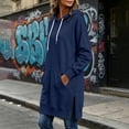 thumbnail image 5 of Kezqiaxn Womens Hoodie Fashion Solid Color Side Slit Casual Long Sweatshirts Long Sleeve Drawstring Pullover Tops with Pockets, 5 of 7