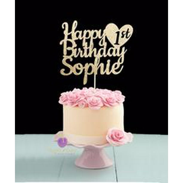 Custom 1st birthday Cake topper with heart