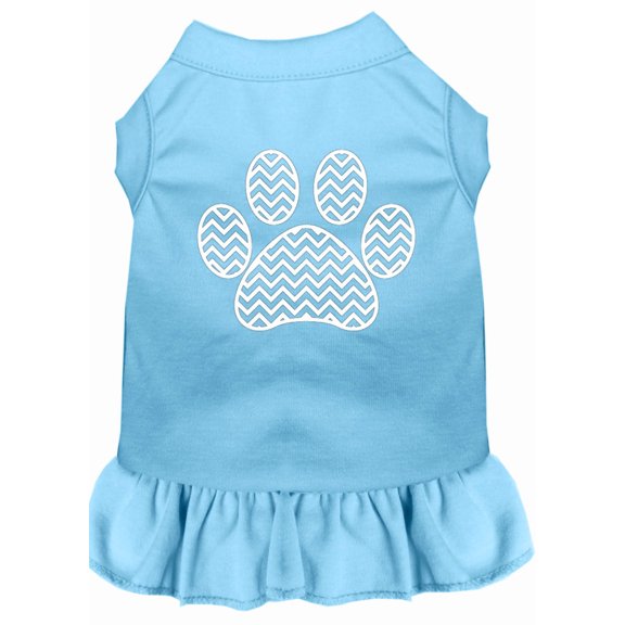 Pet Dog Cat Dress Screen Printed, "Chevron Paw"
