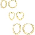 thumbnail image 1 of Juego de pendientes Huggie Hoop ALEXCRAFT chapados en oro de 14 quilates para mujer, 1 of 9