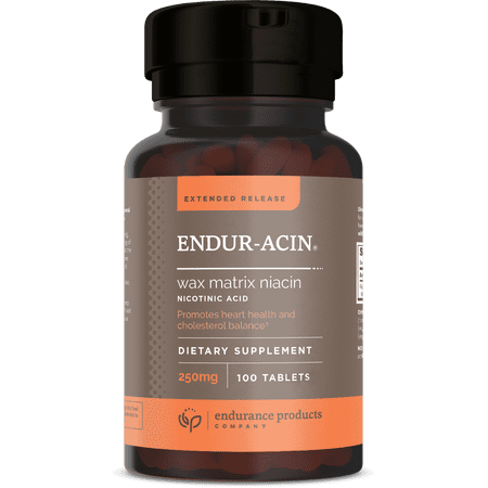 ENDUR-ACIN 250mg Niacin - Extended Release for Optimal Absorption & Low-Flush Vitamin B-3, 100 Tablets - Non-GMO, Vegan, Gluten Free - Endurance Products Company