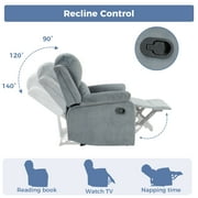 Bonzy Home Recliner Chair with Soft Padded Headrest and Armrest, Theater Reclining Chair Sofa for Living Room and Bedroom