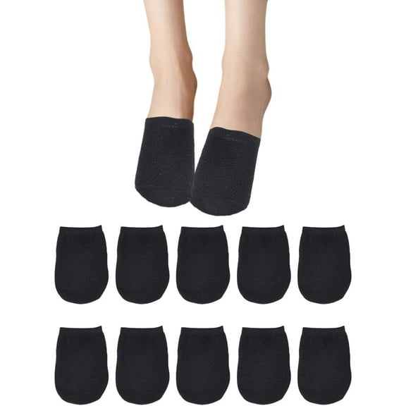 5 Pair Half Socks 115x85x1.5mm Black Polycotton Toe Topper Non Slip Low Cut Socks for Women clogs slippers and high heels Colorful